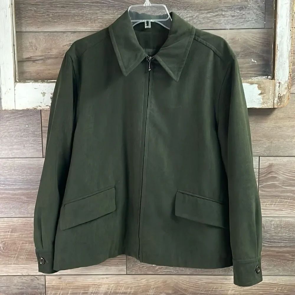 RAFAEL SUITS Women’s Suedelike Polyester Jacket Zip Up Front Pockets Size 12